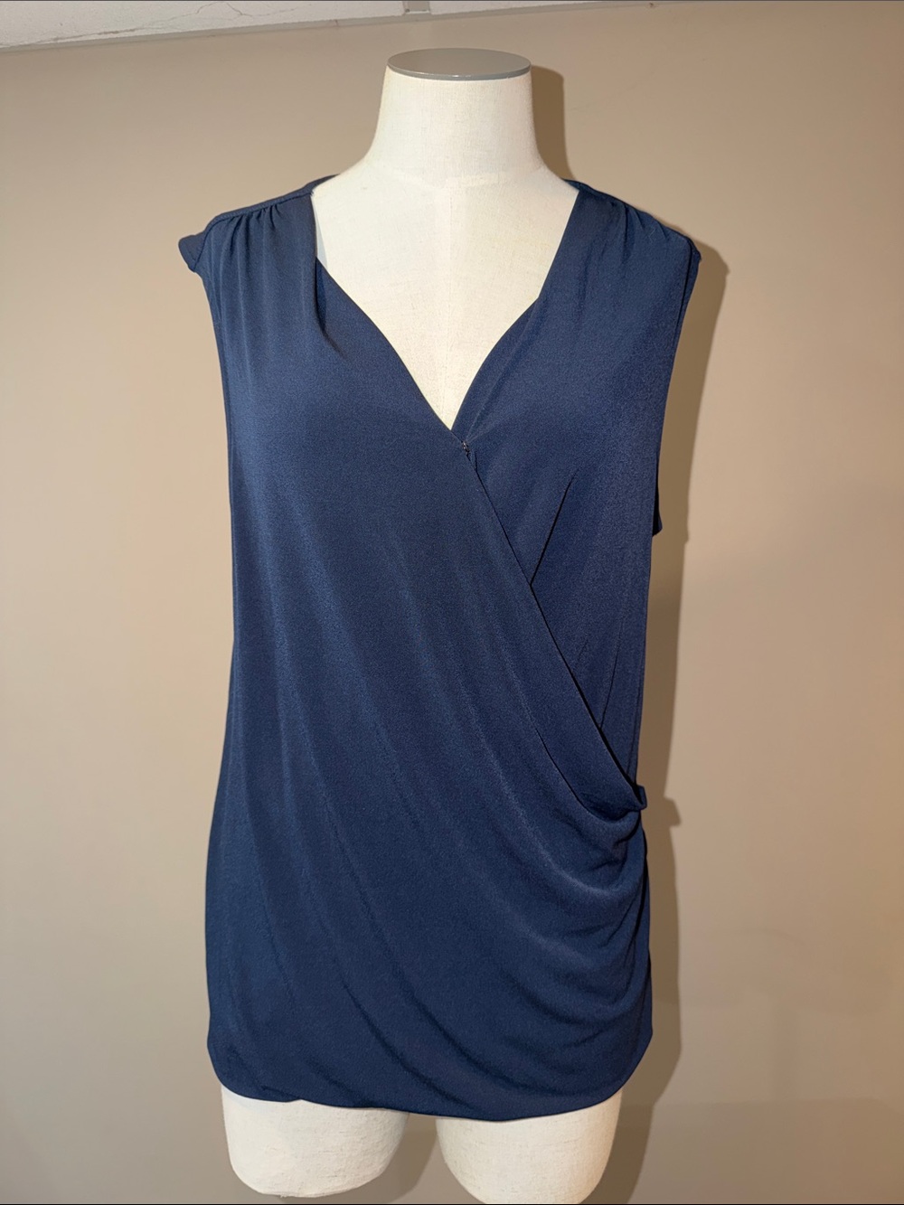 Banana Republic Navy Sleeveless Faux Wrap Camisole